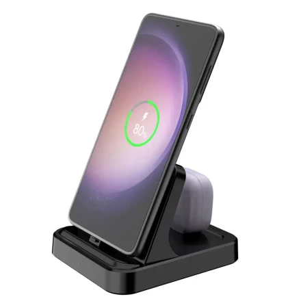 2in 1 Charging Station for Phones and Earbuds with Type-C, Desk Tablet holder Stand Universal for SamSung for Galaxy Ultra/S24/S24+/S23/S23+/S22/S21/S20/S20+/S10/S10+/S9/S9 Plus/S8/Note 20/10/9/8, for Galaxy Buds 2 Pro/Pro/Live, Only for iPhone 16/15