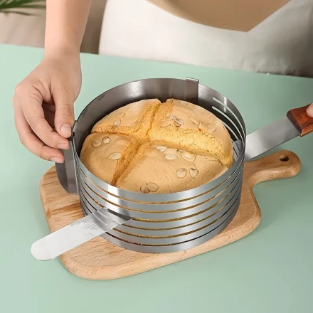 1pc Adjustable Cake Cutter Tool, 7-Level, Stainless Steel, Aluminum Alloy, Without Battery, for Perfect Slices, Cake Rings, Baking Accessories