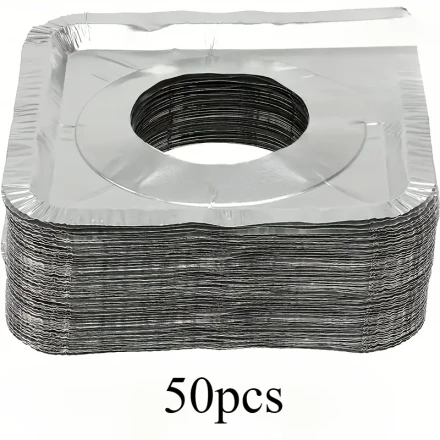 10/50/100pcs Disposable Aluminum Foil Stove Burner Covers, Stain & Flame Resistant, for Gas & Electric Stoves, with Keep Stove Clean & Easy Kitchen Cleaning