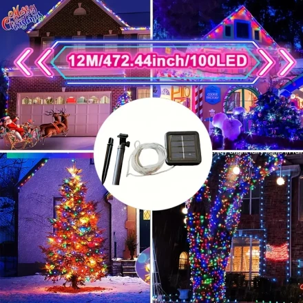 7.0meter/12.0meter Solar Fairy Garland String Lights, LED Outdoor Smart Solar Lights, Copper Wire 8 Modes, Suitable for Flower Pots, Flower Beds, Curtains, Courtyards, Terraces, Fairy Lights Decoration Multi-color