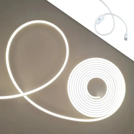 1pc FlexiLight USB Powered LED Neon Sign, 200cm Bendable Silicone Cord, Touch Control, No Battery Required, Indoor Ambient Lighting for Bedroom, Kitchen, Cabinet, Vanity Decor