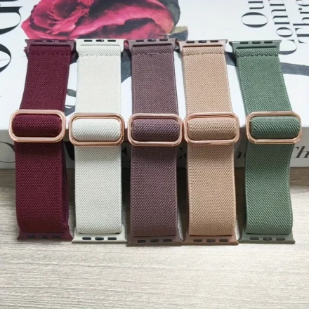 5-Pack Nylon Solo Loop Bands Compatible with Apple Watch Ultra, Soft Elastic Braided Straps for iWatch Ultra 2, Series 9/8/7/6/5/4/3/2/1 SE, Adjustable Replacement Bands for Men and Women
