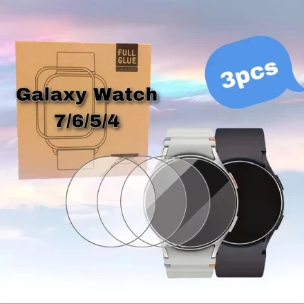3pcs Tempered Glass Screen Protector for Galaxy Watch 7/6/5/4, 47mm, 44mm, 40mm 9H Hardness, High Definition Transparency, Glossy Surface, Scratch Resistant, Easy to Install