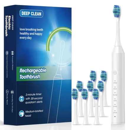 Sleek Black Soundwave technology Electric Toothbrush - Rechargeable via USB/Battery, 500mAh Lithium Battery, Oral Care with Soft Bristles & Digital Display, Ideal for Home & Travel