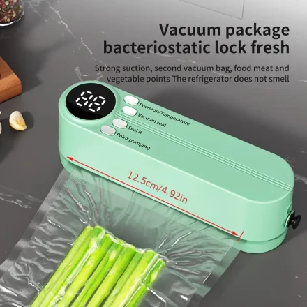 Portable Vacuum Sealer With USB Charging, 1200mAh Battery, Suitable For Home And Outdoor Use, Can Be Used For Vacuum Sealing And Inflation, Space-saving Design, Suitable For Preserving Food, Snacks, Meat, Fruits, And Vegetables - Working Voltage ≤36V