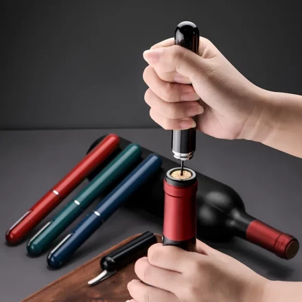 Safety Air Pump Wine Bottle Opener with Foil Cutter Wine Corkscrew Stainless Steel Pin Wine Air Pressure Corkscrew Cork Remover