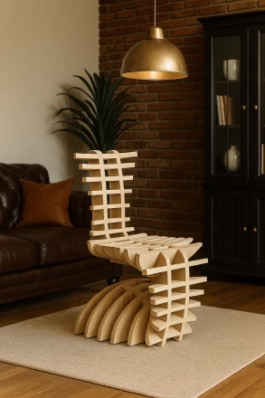 Sculptural Wooden Accent Chair