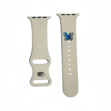 Strap+Butterfly Decorative Buckle, 2-in-1 Silicone Strap for iWatch Ultra/series 9/8/7/6/5/4/3/2/SE, 38/40/41/S10-42mm, 42/44/45/46/49mm