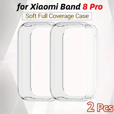 2-Pack Silicone Cases for Xiaomi Band 8 Pro, Scratch Resistant Screen Protector, Soft Full Coverage Shell, Water-Resistant Smartwatch Protective Covers