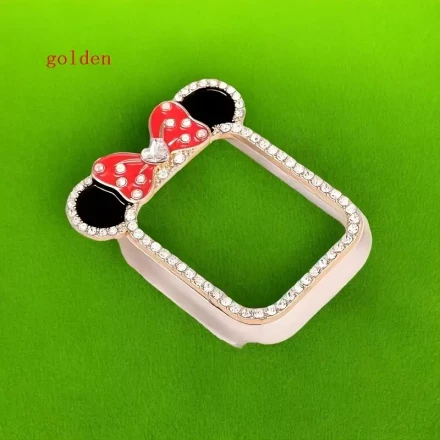 Shiny Diamond Case for iWatch 5/6/7/8/9SE - Durable PC Material, Suitable for 40/41/44/45mm - Protective Cover with Glitter Bow Design