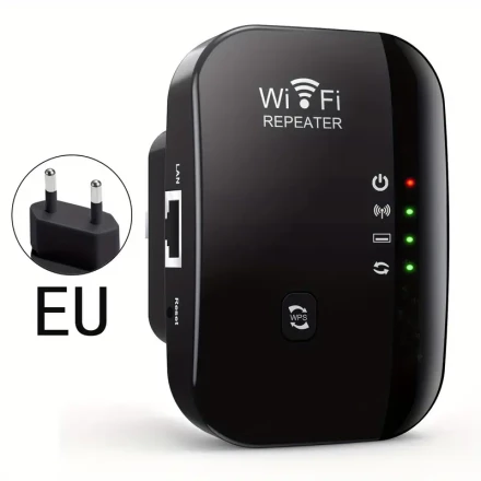 300 Mbps WiFi Range Extender - Long Range Signal Booster for Home & Office - Reliable Connection, Easy Plug-and-Play Installation, Eliminates Dead Zones, Supports Multiple Devices