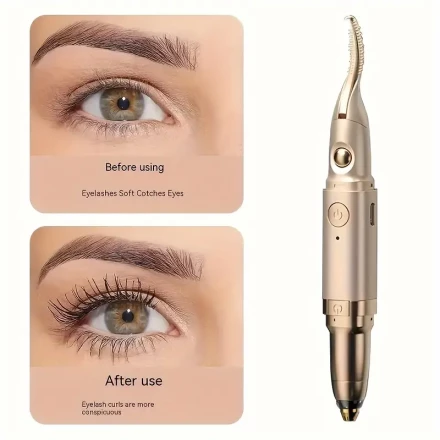 2-in-1 Eyelash Curler & Brow Trimmer - USB Rechargeable, Portable Beauty Tool with Heating Function, Perfect Gift for Women