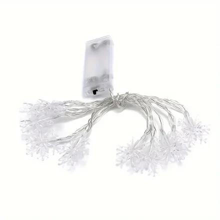A String of LED Snowflake Curtain Lights, Romantic Christmas Curtain String Lights, Fairy Lights for Weddings And Parties, Suitable for Home Garden Bedroom Outdoor And Indoor Decoration, Powered by AA Batteries, Available in 2 Meters with 10 LED Lights, 3
