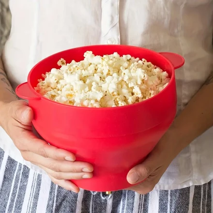 1set Microwave Foldable Silicone Popcorn Bucket, Popcorn Machine Set, Foldable Silicone Popcorn Bowl, Hot Air Popcorn Bowl with Lid