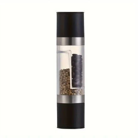 1pc Stainless Steel Manual Spice Grinder, Dual-Head Pepper and Sea Salt Mill, Portable, Uncharged, for Home, Restaurant, Outdoor BBQ, RV Kitchen