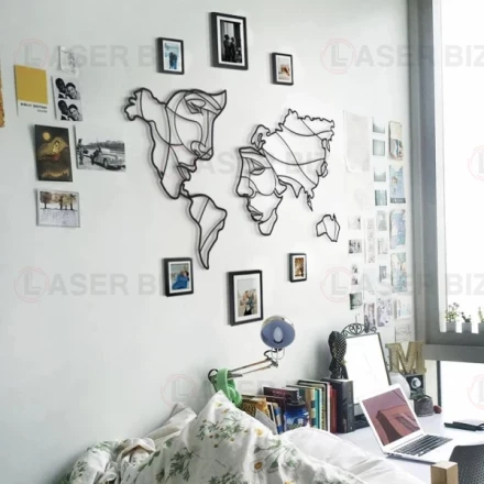Wall Art with World Map Faces