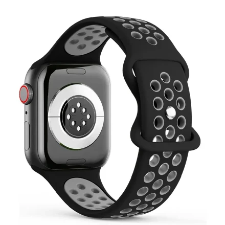 1pc Silicone Sport Band for Apple Watch, Breathable Soft Strap with Butterfly Clasp, Compatible with iWatch Series Ultra/SE/10/9/8/7/6/5/4/3/2/1, 40/41/44/45/46/42/49/38mm for Men and Women