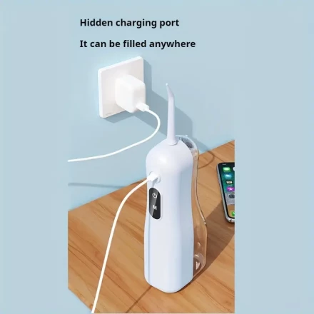 Rechargeable Electric Tooth Cleaner with 3-speed Adjustment and 4 Nozzles, Portable Oral Gap Cleaner to Protect Gum Health and Deep Clean Teeth