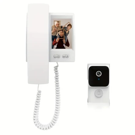 1 Set Video Doorbell with Intercom Smart Doorbell, 480P SD Display, Camera with 8.89 cm Screen, USB Rechargeable, Household Infrared Night Version Two-Way Speaking Long Battery, Easy Connection No Need app
