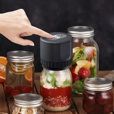1pc TrueBright Mason Jar Vacuum Sealer, USB Rechargeable Lithium Battery 1200mAh, Food Storage Vacuum Sealing Kit for Wide & Regular Mouth Jars, ≤36V Operating Voltage