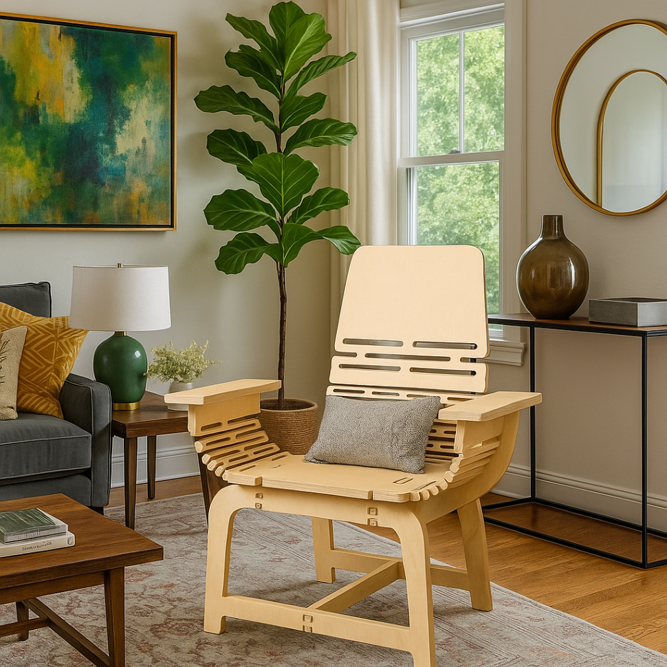 Contemporary Wooden Accent Stool