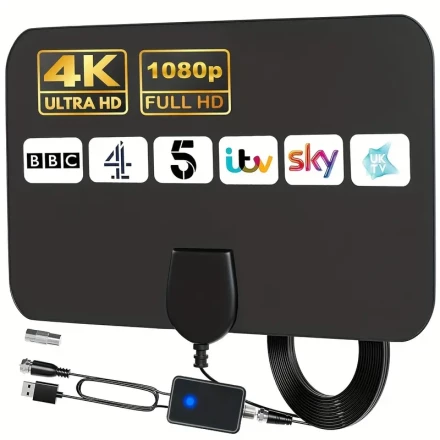 2023 Indoor Digital TV Antenna 1080 Mile Range with Signal Booster, 4K Full HD 1080p Support, USB Powered 5V, No Battery Needed - Compatible with U.S. Coaxial Interface