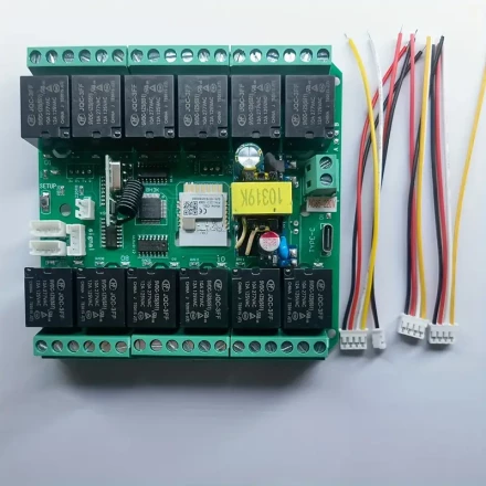 1pc Tuya 12-Channel WiFi Smart Relay Module, AC/DC 85-250V 10A 2200W, Flush Mount Non-Waterproof Remote Control Switch with RF433MHz, No Battery Required, for Home Automation, Garage Door, Curtain Control