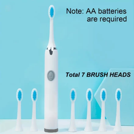 E810 AA Electric Toothbrush for Home Use, Featuring Soft Bristles, Portable Design, Adult Sonic Technology, Includes 6 Brush Heads And a Smart Toothbrush.