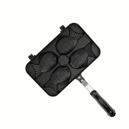 1pc of Fish-Shaped Cake Baking Pan, Fish-Shaped Cake Maker, Aluminum Alloy Non-Stick Taiyaki Double-Layer Baking Tray, Waffle Baking, Home DIY Cooking Party Dessert.