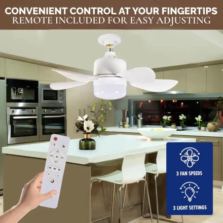 420white LED Ceiling Fan Light with Adjustable 3-Speed Wind and Remote Control, 20W Energy-Efficient Lighting Fixture, Dimmable Color Changing Lamp, Non-Battery, Hard Wired, 85V-265V Operating Voltage