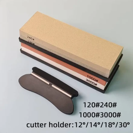 2pcs Set of Double-Sided Oilstone Kitchen Knife Auxiliary Tools, Anti Slip Base, Oilstone Sharpening Stone, Fixed Knife Clip