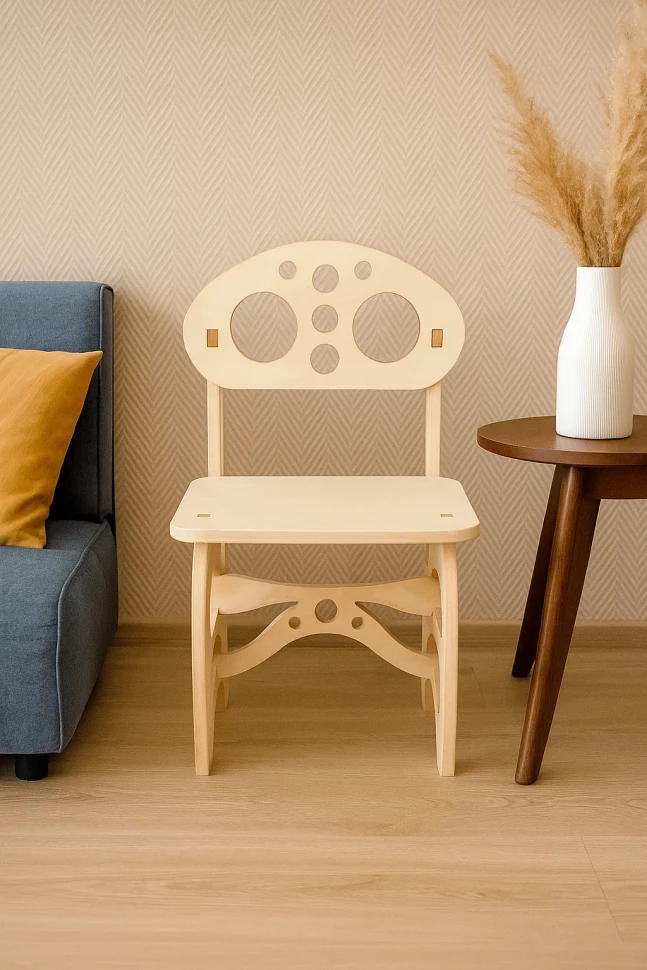 Playful Wooden Accent Chair