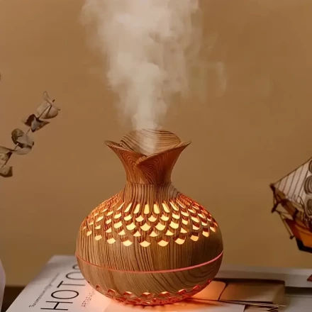 1pc Wooden Flower Humidifier with Colorful LED Lights, 300ml Capacity, USB Powered, Dual Spray Modes - Ideal for Home Office, Living Room, Bedroom Decor, No Fragrance Included, Humidifiers for Bedroom