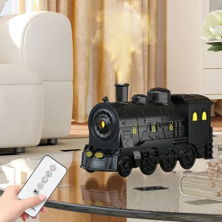 Retro, Vintage Steam Train Essential Oil Diffuser & Humidifier - 300ml, Dual Mist Modes, Remote Control, Perfect for Bedroom & Home Office Decor, Ideal Birthday Gift