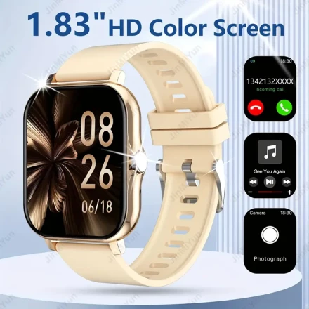 4.65cm HD Touch Screen Smartwatch, Wireless Call & Message Alert, Custom Watch Faces, Music Control, Remote Camera, Fitness Tracker, Compatible with Android & iPhone, TFT Display, Alloy Body, TPU Strap, USB Charging, 240p Resolution, Non-Waterproof, 180mA