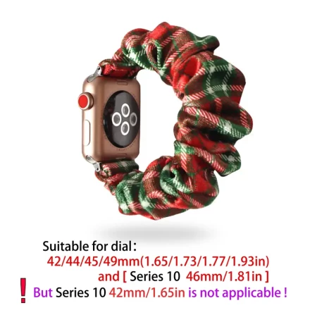 One-piece, Christmas-colored stretch band with sausage-shaped hair band, soft and comfortable material, fits Apple Watch Ultra/SE/10/9/8/7/6/5/4/3/2/1 (38/40/41/42/44/45/46/49mm)