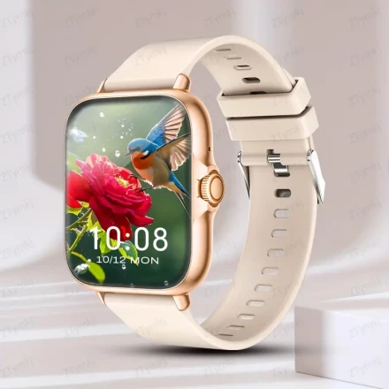 4.65cm HD Touchscreen Smartwatch with Wireless Calling, Fitness Tracker, Weather Forecast, Sports Modes, USB Charging, Pink Silicone Strap, Alloy Body, for Men and Women, Outdoor Activity Tracker | Sleek Smartwatch | Alloy Body Watch, Smart Watch for Andr
