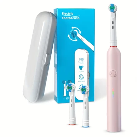 Orinatola Rotating Electric Toothbrush, 2 Brush Heads, 1 Travel Case, 3 Rotating Cleaning Modes, USB C Fast Charging,, Suitable for Use in The Shower.