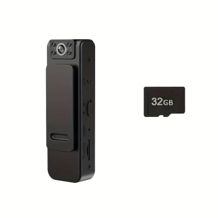YIIYRY 1pc Lightweight Action Cam with Clip Mount - 1080P HD, Night Vision, Infrared, Noise Reduction, Memory Expansion, USB-C Rechargeable Battery & 32GB TF Card - Compact Design for Easy Shooting