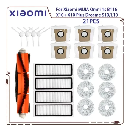 Xiaomi MIJIA Omni 1S B116, X10+ X10 Plus, Dreame S10 Pro Mop Replacement Accessories Kit - Includes Dust Bags, Mop Cloths, Filters, Brushes - Uncharged, No Battery - Cleaning Supplies Set