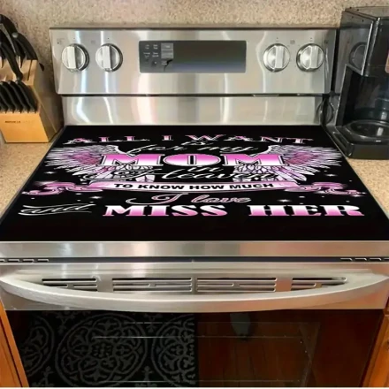 1pc Stylish Gas Stove Protector with Angel Wings & Floral Design - High Temperature Resistant, Scratch-Proof, Easy to Clean, Perfect for Any Kitchen Style, Stove Top Protectors