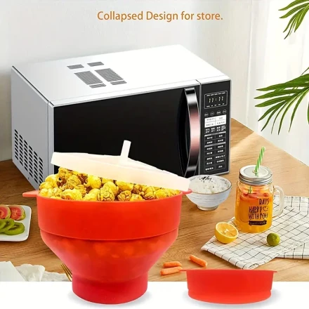 1pc Silicone Popcorn Machine Microwave Popcorn Bucket Foldable Silicone Popcorn Bucket Ball Bowl Christmas Gift