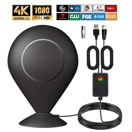 2024 Indoor Digital TV Antenna - Omnidirectional Portable HDTV Antenna with Amplifier Signal Booster, USB Power Supply, 5V Operating Voltage, Supports 4K 1080P for Home and Outdoor Use, Radio Signal Reception