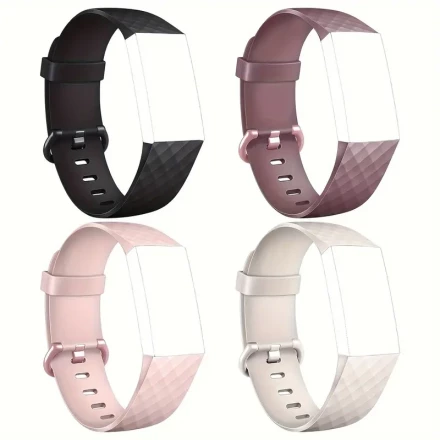 4pcs Soft TPU Adjustable Replacement Straps for Fitbit Charge 3 & 4 - Sport Wristbands, for Autumn