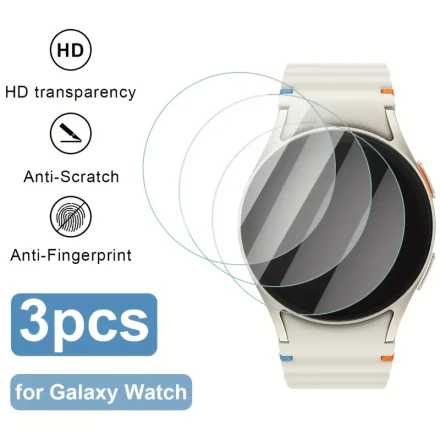 3-Pack Tempered Glass Screen Protector for Galaxy Watch 7 Ultra/6/5, 9H Hardness, HD Transparency, Anti-Scratch, Glossy Finish, Non-Water Resistant Touch Screen Guard