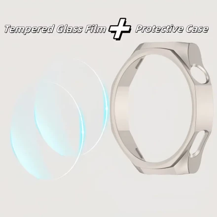1pc Hard PC Case +2pcs Tempered Glass Screen Protector for HW Watch GT 5 Pro 42mm 46mm, for HW Watch GT 5pro Smartwatch