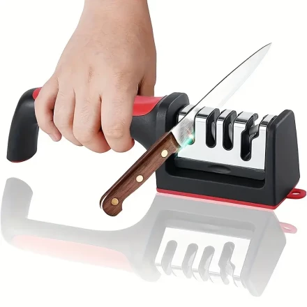 Manual Knife Sharpener, Quick and Easy Multi-Functional, Iron Body, No Battery, No Electricity, for Home Kitchen Use