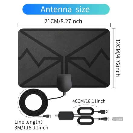 2025 Indoor HD DTV Sky - Cable with Signal Amplifier -300 Mile Range Reception - Support SD HD Ultra HD - with 3.51 meter of Coaxial Cable