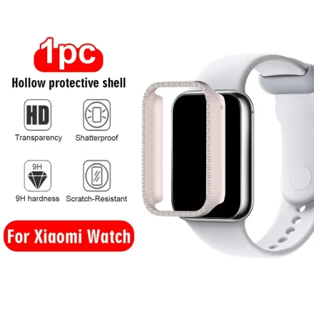 Diamond Watch Case for Mi Band 9 Pro/Mi Band 9/Mi Band 8, Diamond-Encrusted Hollow Protective Case