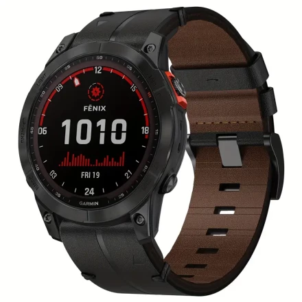 Genuine Leather Watch Bands for Fenix 6 / Fenix 5 / Fenix 7, QuickFit 22mm 26mm Soft Genuine Leather with Genuine Leather Sweatproof Wrist Strap for Garmin Fenix 7